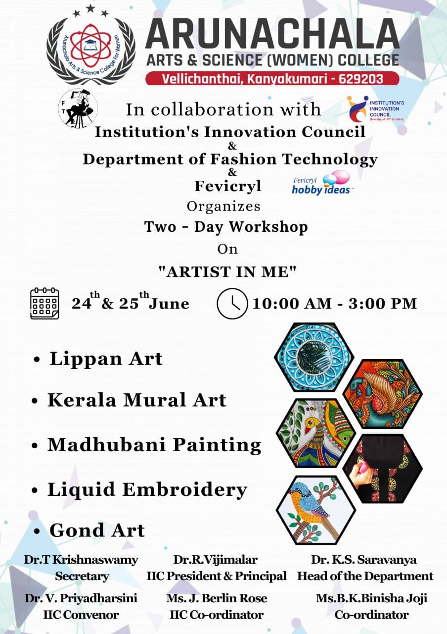 Department of Fashion Technology & Fevicryl in collaboration with Institutions Innovation Council organizes two days workshop on 